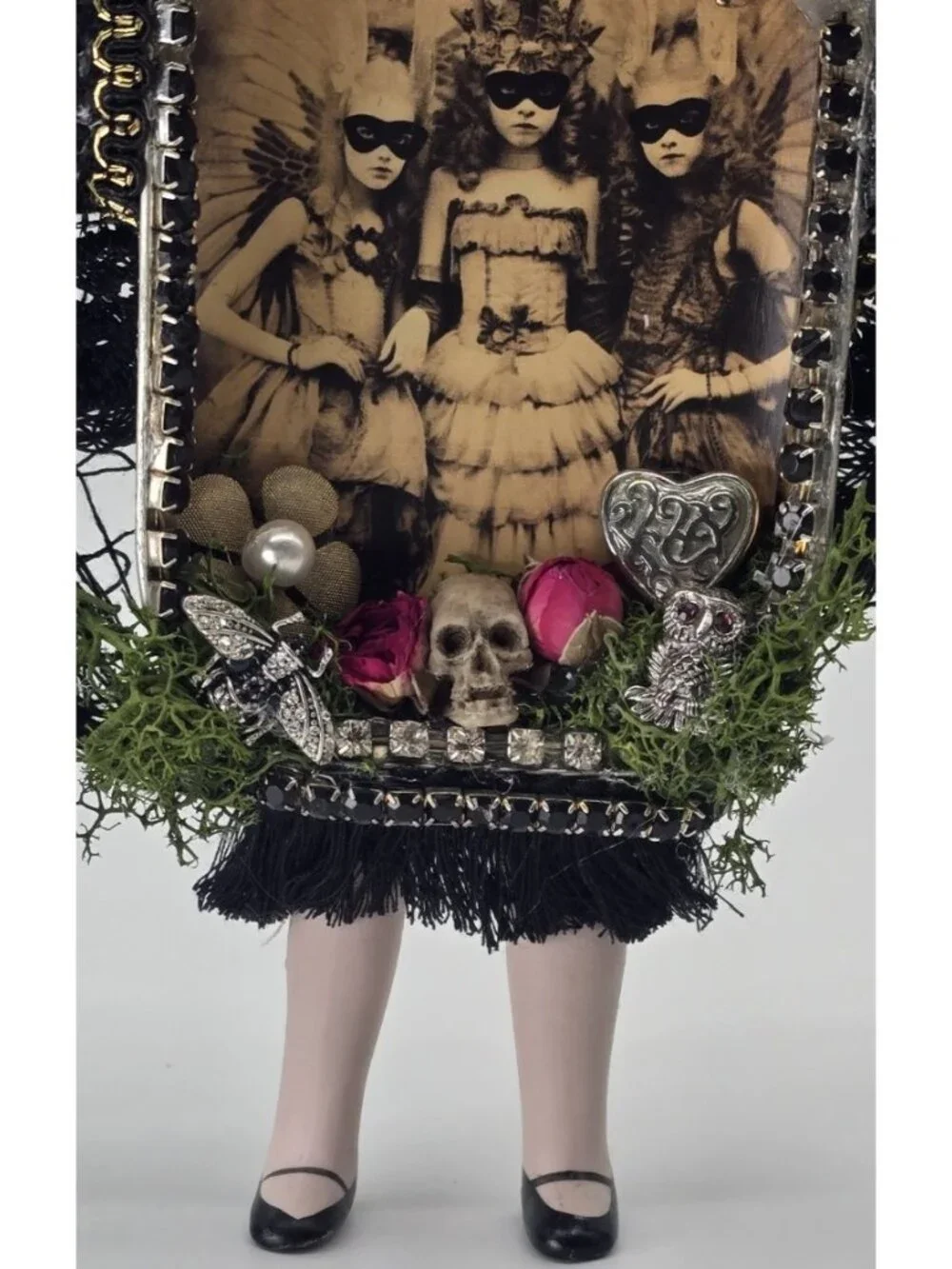 OOAK Mixed Media Assemblage Art Doll Masquerade Queen Witch Gothic Curiosity 10